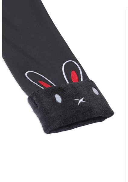 Siyah Kız Çocuk Full Şardonlu Kulaklı Tavşan Nakışlı (Nova) Tayt fiyatları