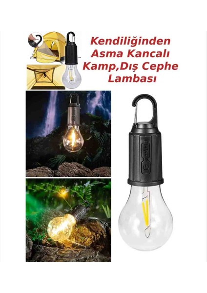 Şarj Alabilen 3 Farklı Modlu Ledli Kendiliğinden Asma Kancalı Kamp Çadır Dış Mekan Lambası