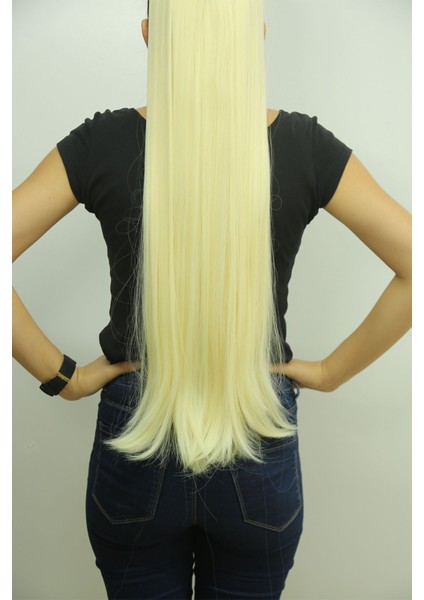 Platin Düz Yarım Ay Saç - Sentetik Çıt Çıt - 3 Parça fiyatları