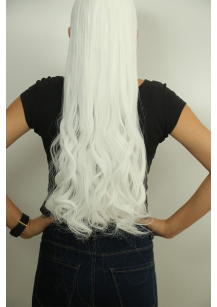 Kır Beyazı Yarım Ay Saç - Sentetik Çıt Çıt - 3 Parça modelleri