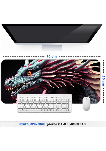 70X30 Ejderha Ilyuka MP327030 Büyük Boy Xl Gaming Mousepad Dikişli Kenar Kaymaz Taban 70X30CM