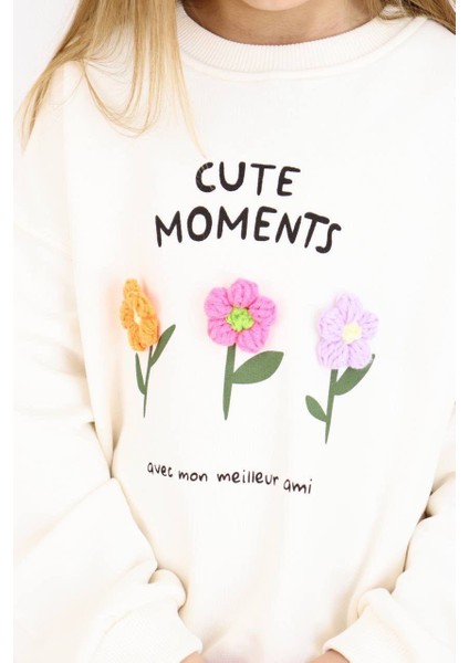 Kız Çocuk Beyaz Çiçek Nakışlı Takım modelleri