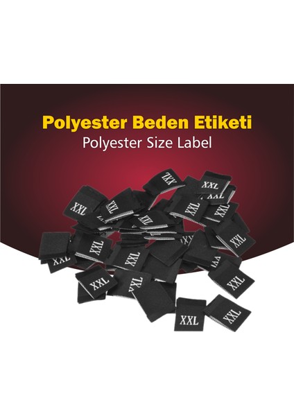 Giyim Etiketi / XXL Beden Siyah Renk Polyester Dokuma Orta Katlama - 500 Adet