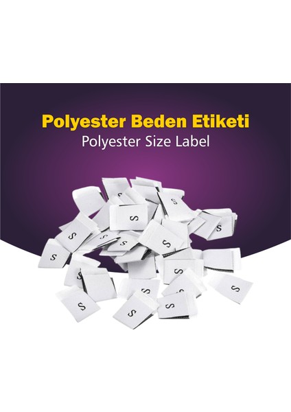 Giyim Etiketi / S Beden Beyaz Renk Polyester Dokuma Orta Katlama - 1000 Adet