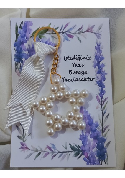 8mm Krem Inci Kartlı Kurdelalı Yıldız Anahtarlık 10 Adet fiyatları
