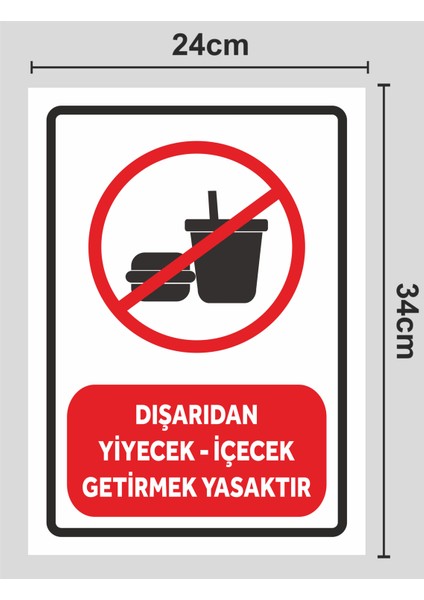 Dışarıdan Yiyecek Içeçek Getirmek Yasaktır Tabela Levhası 24X34CM Pvc Zafrakreklam fiyatları