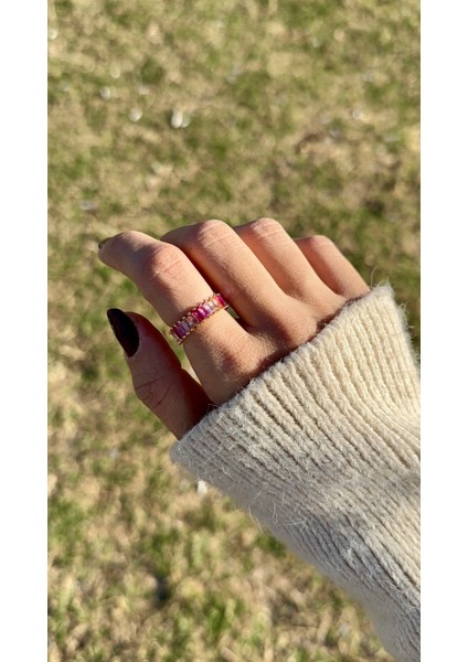 Pembe Zirkon Taşlı Ayarlanabilir Pandora Model Yüzük