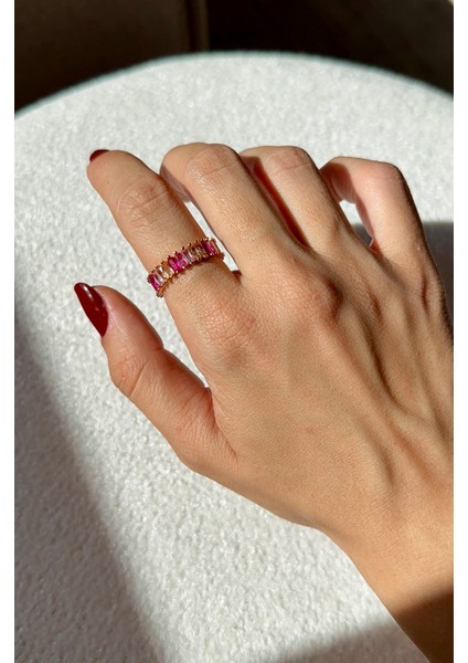 Pembe Zirkon Taşlı Ayarlanabilir Pandora Model Yüzük
