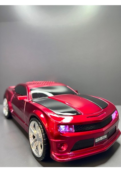 Camaro Model Şarjlı Bluetooth, USB ve Radyo Özellikli Klasik Koleksiyon Oyuncak Araba-Ofis Masaüstü