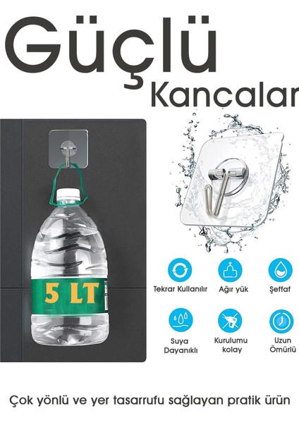 Bango Lavabo Dolap Şeffaf Askı Ayna Kapı Arkası Mutfak Kendinden Yapışkanlı 20LI Kanca modelleri