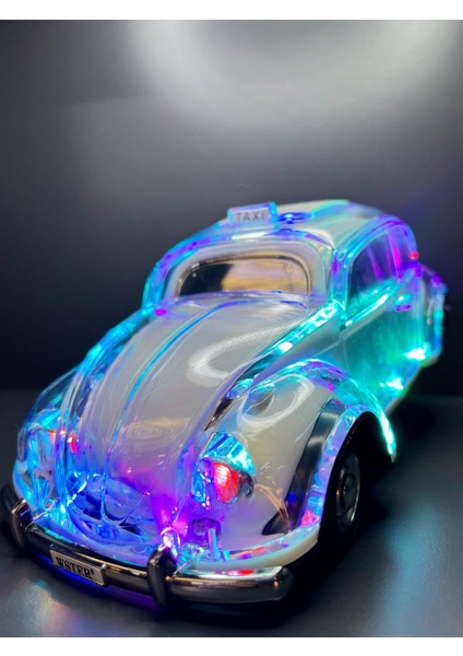 Vosvos Model Şarjlı LED Işıklı Bluetooth, USB ve Radyo Özellikli Koleksiyon Oyuncak Araba - Ofis