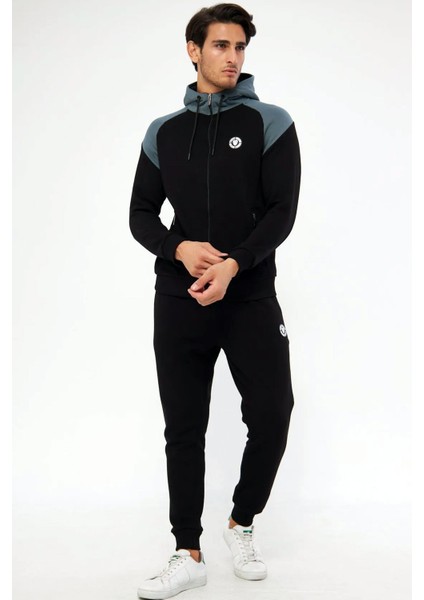 Erkek Siyah Önden Fermuarlı Kapüşonlu 3 Iplik Şardonlu Kışlık Eşofman Takımı EDY5723S fiyatları