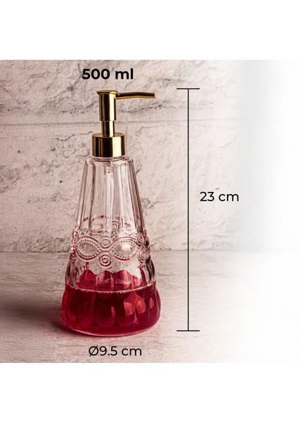 Berşah - Ahşap Stantlı 2'li Cam Sıvı Sabun Bulaşık Deterjanı Şişesi Sabunluk 500 ml