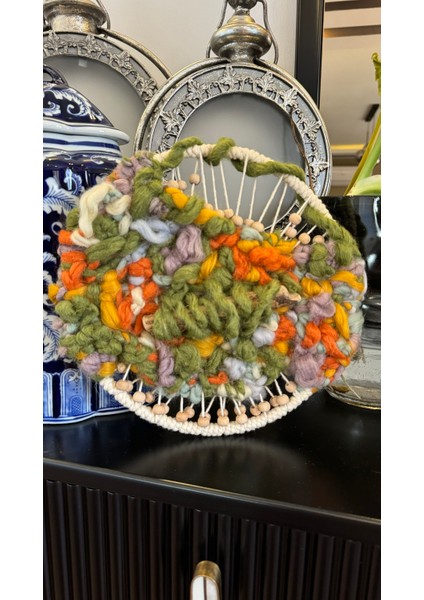 Nasturtium Sarmaşık Çiçekli Doğa Desenli Bohem Yünlü Iplikli Ev Salon Duvar Dekoru