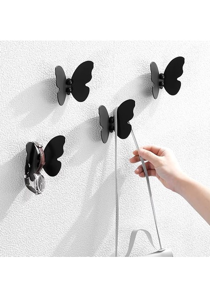 Kelebek Desenli Metal Askılık - Dekoratif Metal Elbise Askısı - Banyo Havlu Bornoz Askısı