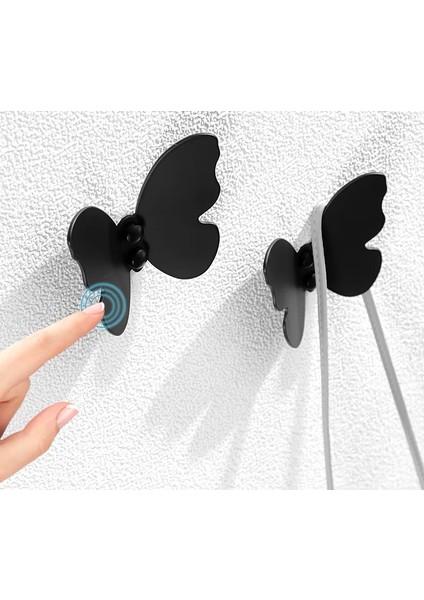 2'li Set Dekoratif Metal Askılık Banyo Mutfak Askısı Portmanto Askısı Siyah