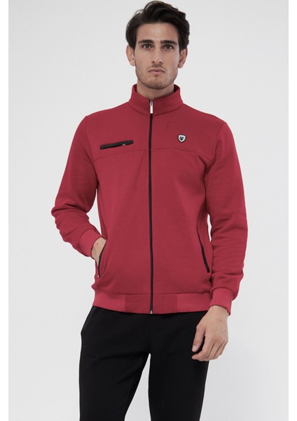 Erkek Kırmızı Yarım Balıkçı Yaka Düz Paça 3 Iplik Şardonlu Kışlık Eşofman Takımı EDY201501K fırsatları