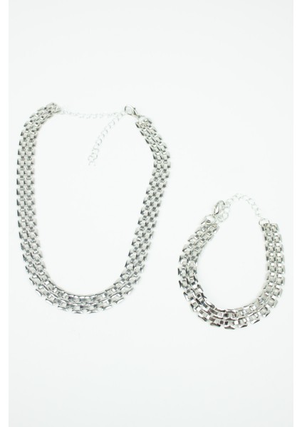 Geçme Zincir Choker Kolye Bileklik Set