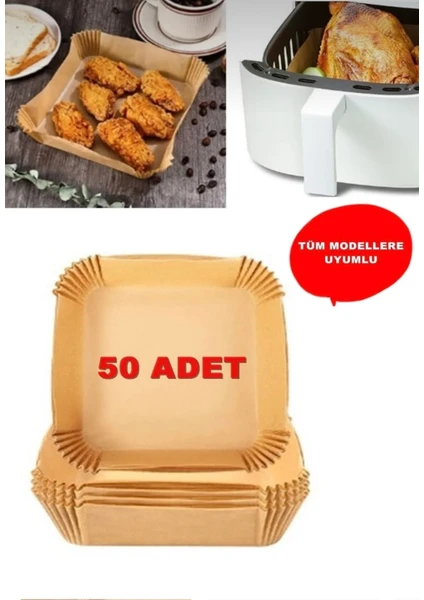 Snow Homs Airfryer Pişirme Kağıdı 50 Adet Hava Fritözü Kare Model Pişirme Kağıdı Airfryer Yağsız Firitöz