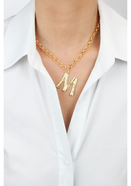 Gold Zincir M Harf Kolye M Harfi