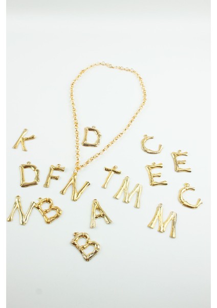 Gold Zincir M Harf Kolye M Harfi