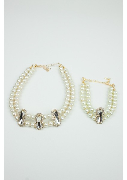 Cam Inci Zirkon Taşlı Kristal Set