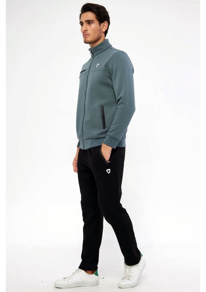 Erkek Limon Küfü Yarım Balıkçı Yaka Düz Paça 3 Iplik Şardonlu Kışlık Eşofman Takımı EDY201501LK fiyatları