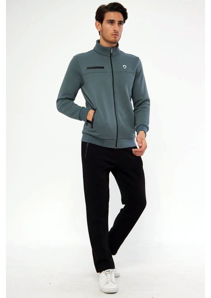 Erkek Limon Küfü Yarım Balıkçı Yaka Düz Paça 3 Iplik Şardonlu Kışlık Eşofman Takımı EDY201501LK modelleri