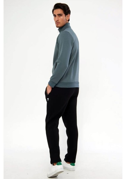 Erkek Limon Küfü Yarım Balıkçı Yaka Düz Paça 3 Iplik Şardonlu Kışlık Eşofman Takımı EDY201501LK fırsatları