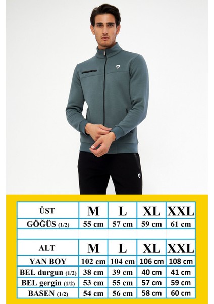 Erkek Limon Küfü Yarım Balıkçı Yaka Düz Paça 3 Iplik Şardonlu Kışlık Eşofman Takımı EDY201501LK indirimleri