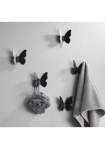 Kelebek Desenli Metal Askılık - Dekoratif Metal Elbise Askısı - Banyo Havlu Bornoz Askısı - Portmanto Askısı