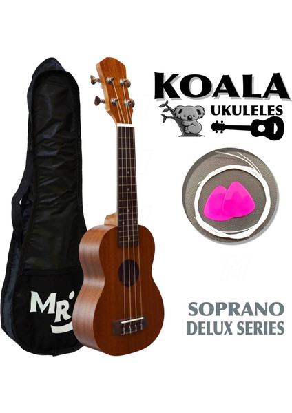 Delux Soprano Ukulele Seti Koala Kılıf+Pena+Takım Tel Hediye KA5215MS