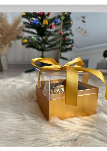 Kare Ledli Hediye Kutusu Şeffaf Kendinden Kurdaleli Kendinden Işıklı