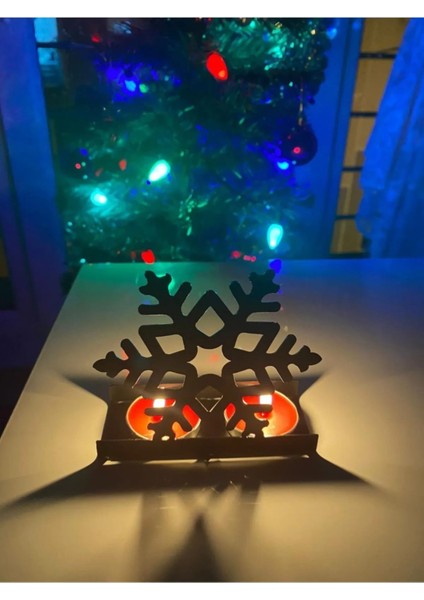 Dekoratif 3'lü Set Noel Baba Çam Ağacı Yılbaşı Temalı Tealight Mumluk Obje modelleri