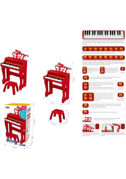 BAO-2108 37 Tuşlu Mikrofonlu Klasik Piano