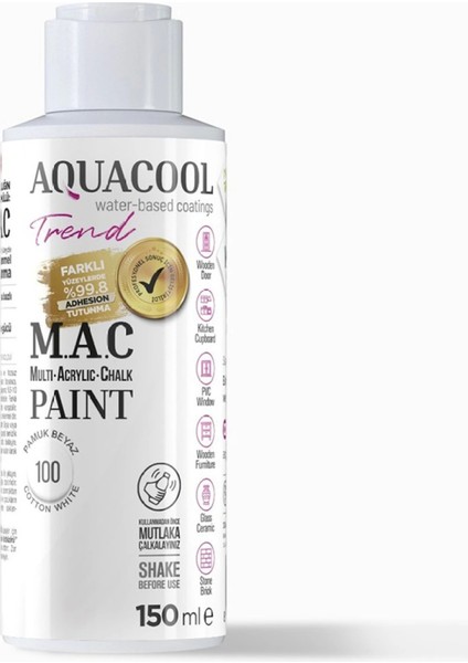 Su Bazlı Akrilik Dönüşüm Boyası 100 Pamuk Beyaz 150 ml