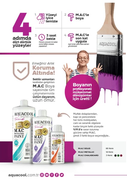 Su Bazlı Akrilik Dönüşüm Boyası 100 Pamuk Beyaz 150 ml modelleri