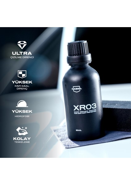 XR03 Araç Nano Seramik Kaplama ve Boya Koruma-1,5 Yıl Dayanım-50ml-Su İtici-Çizik Önleyici