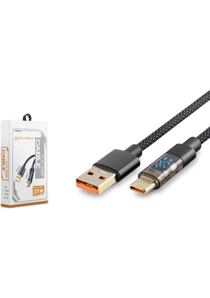 HDX1300K USB To Type-C Hızlı Şarz Kablosu Dijital Göstergeli 35W 1.2m