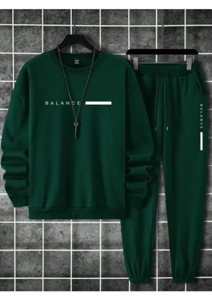 Erkek Dikey Baskılı Oversize Bisiklet Yaka Eşofman Takımı fiyatları