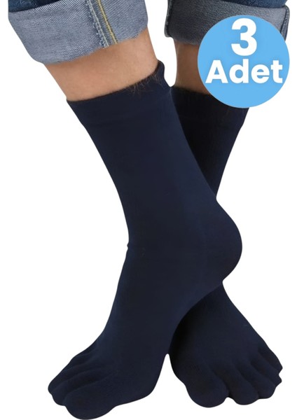 Erkek 3'lü Bambu Mantar Çorabı Parmak Çorap 36-44 Numara