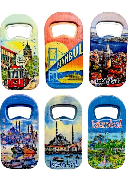 Galata Gift Şişe Açacağı, Açacak Magnet Altı (6) Adet Istanbul Temalı Buzdolabı Magneti, Soda Açacağı 9cm fırsatları