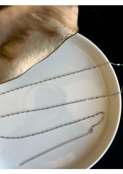 60CM | Silver Lip (Dudak) Zincirli Çelik Bel Takısı | Glorius Serisi