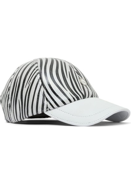 Beyaz Zebra Deri Kadın Şapka 01WSPK1000 01WSPK1000