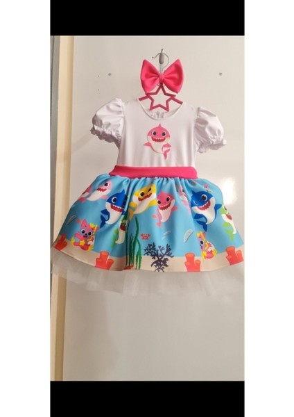 Kız Çocuk Mavi Baby Shark Kabarık Tüllü Elbise fırsatları