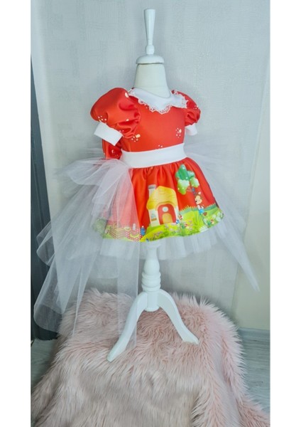 Kız Çocuk Kırmızı Başlıklı Tüllü Kuyruklu Kabarık Elbise fiyatları