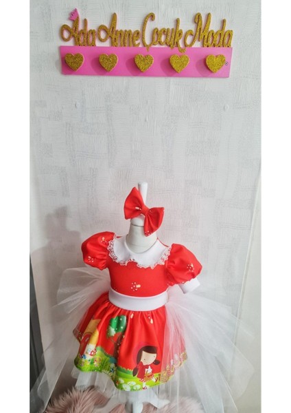 Kız Çocuk Kırmızı Başlıklı Tüllü Kuyruklu Kabarık Elbise fırsatları