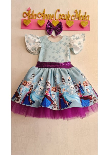 Kız Çocuk Mor Elsa Karlar Kraliçesi Tüllü Kabarık Elbise fiyatları