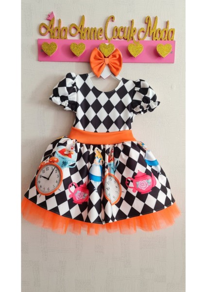 Kız Çocuk Siyah Desenli Kabarık Elbise