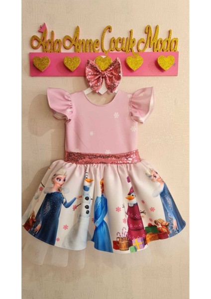 Kız Çocuk Pembe Elsa Karlar Kraliçesi Tüllü Kabarık Elbise fiyatları